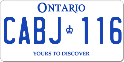 ON license plate CABJ116