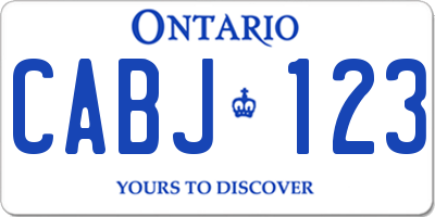 ON license plate CABJ123