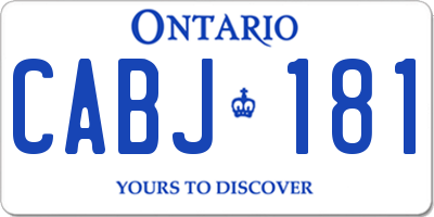 ON license plate CABJ181