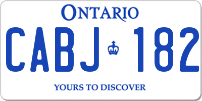 ON license plate CABJ182