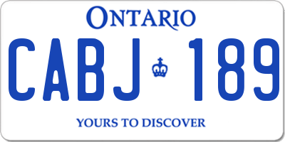 ON license plate CABJ189