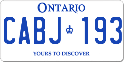 ON license plate CABJ193