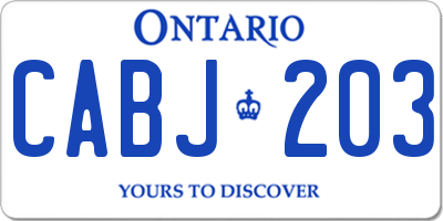 ON license plate CABJ203