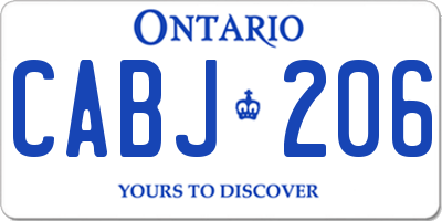 ON license plate CABJ206