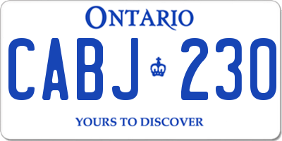 ON license plate CABJ230