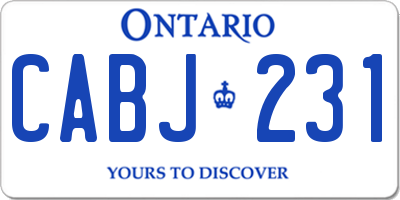 ON license plate CABJ231