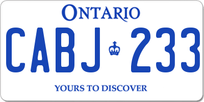 ON license plate CABJ233