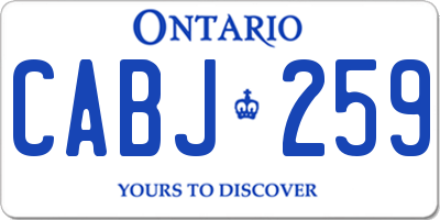 ON license plate CABJ259