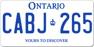 ON license plate CABJ265