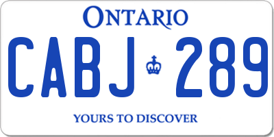 ON license plate CABJ289