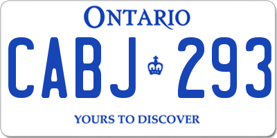 ON license plate CABJ293