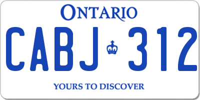 ON license plate CABJ312