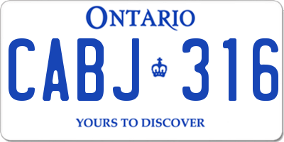 ON license plate CABJ316