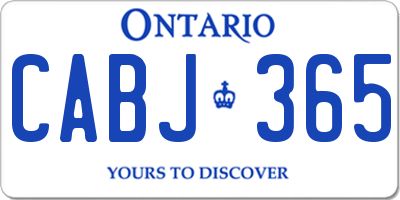 ON license plate CABJ365