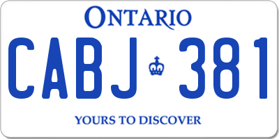 ON license plate CABJ381