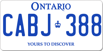 ON license plate CABJ388