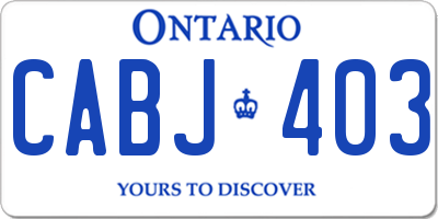 ON license plate CABJ403