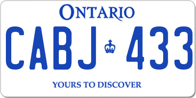 ON license plate CABJ433