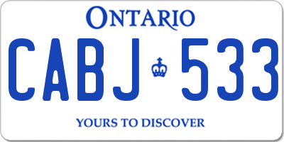 ON license plate CABJ533