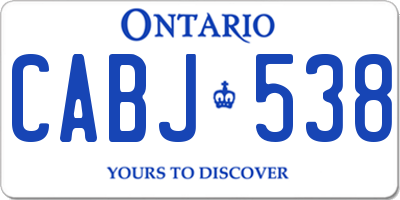 ON license plate CABJ538