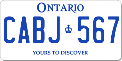 ON license plate CABJ567