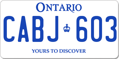 ON license plate CABJ603