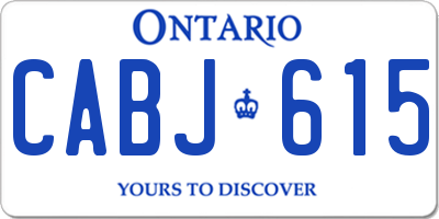 ON license plate CABJ615