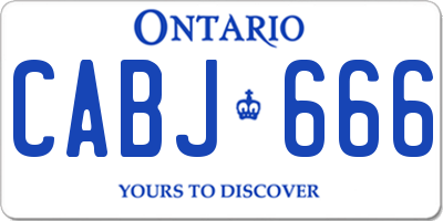 ON license plate CABJ666