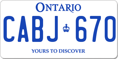 ON license plate CABJ670