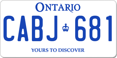 ON license plate CABJ681