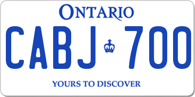 ON license plate CABJ700