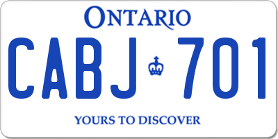 ON license plate CABJ701