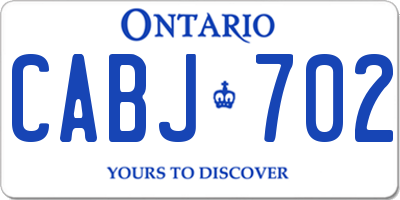 ON license plate CABJ702