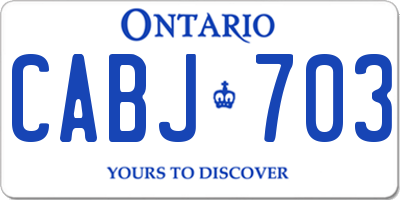 ON license plate CABJ703