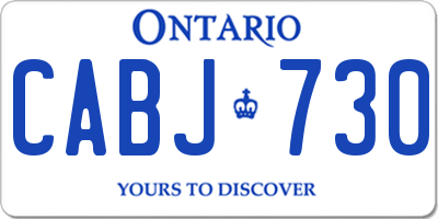 ON license plate CABJ730