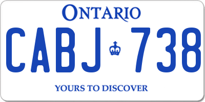 ON license plate CABJ738