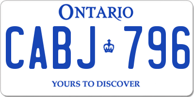 ON license plate CABJ796