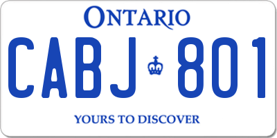 ON license plate CABJ801