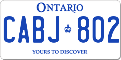 ON license plate CABJ802