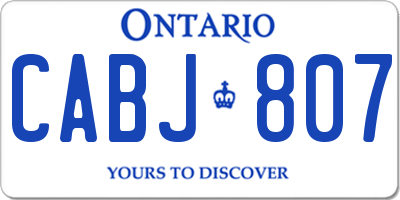 ON license plate CABJ807