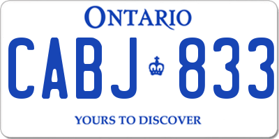 ON license plate CABJ833