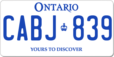 ON license plate CABJ839