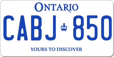 ON license plate CABJ850