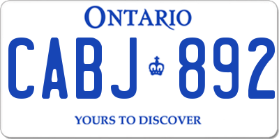 ON license plate CABJ892