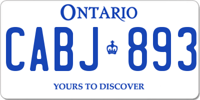 ON license plate CABJ893