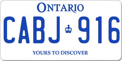 ON license plate CABJ916