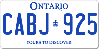 ON license plate CABJ925