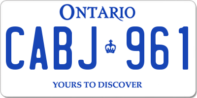 ON license plate CABJ961