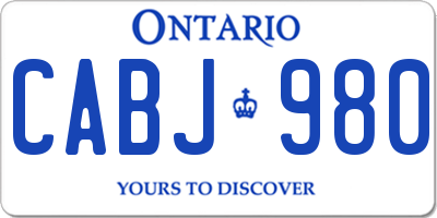 ON license plate CABJ980