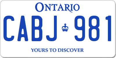 ON license plate CABJ981